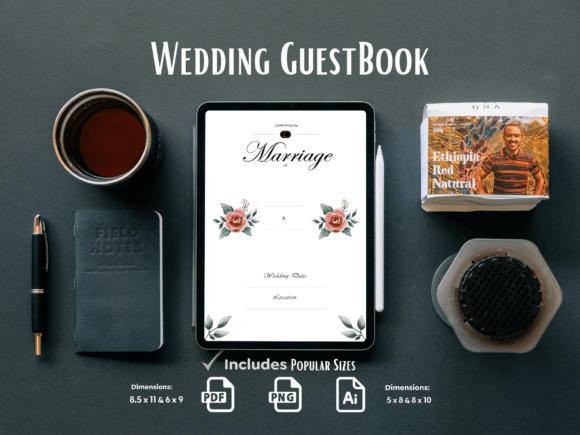 Download Rose Wedding Guest Book KDP Interior - Premium Bundle