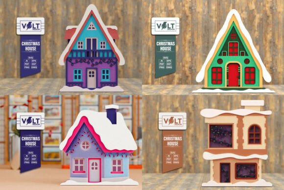 Download Cute Christmas House 3D SVG BUNDLE - Christmas Collection
